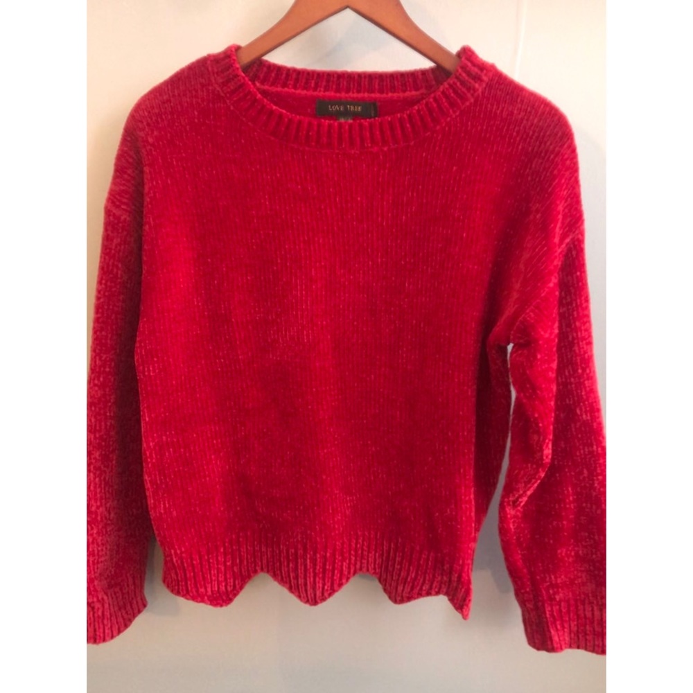 Red scalloped sweater